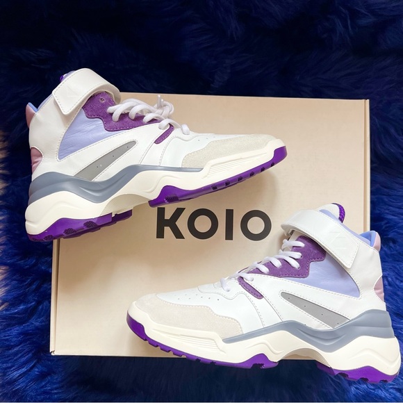 New! KOIO Aerobics Pearl Retro Colorblock High Top Platform Sneakers - Picture 6 of 16